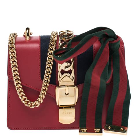 gucci red mini sylvie chain bag|Gucci Chain Wallets .